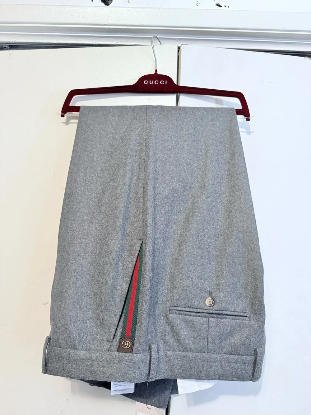 Gucci Classic Men's Gray Dress Pants with Subtle Side Stripe